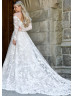 Off Shoulder White Lace Tulle Fairytale Wedding Dress